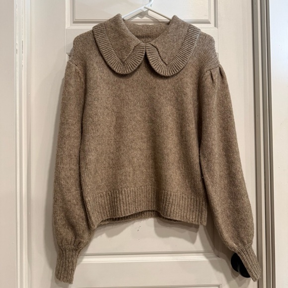 Astr Sweaters - Astr Beige/Taupe Peter Pan Collar Sweater